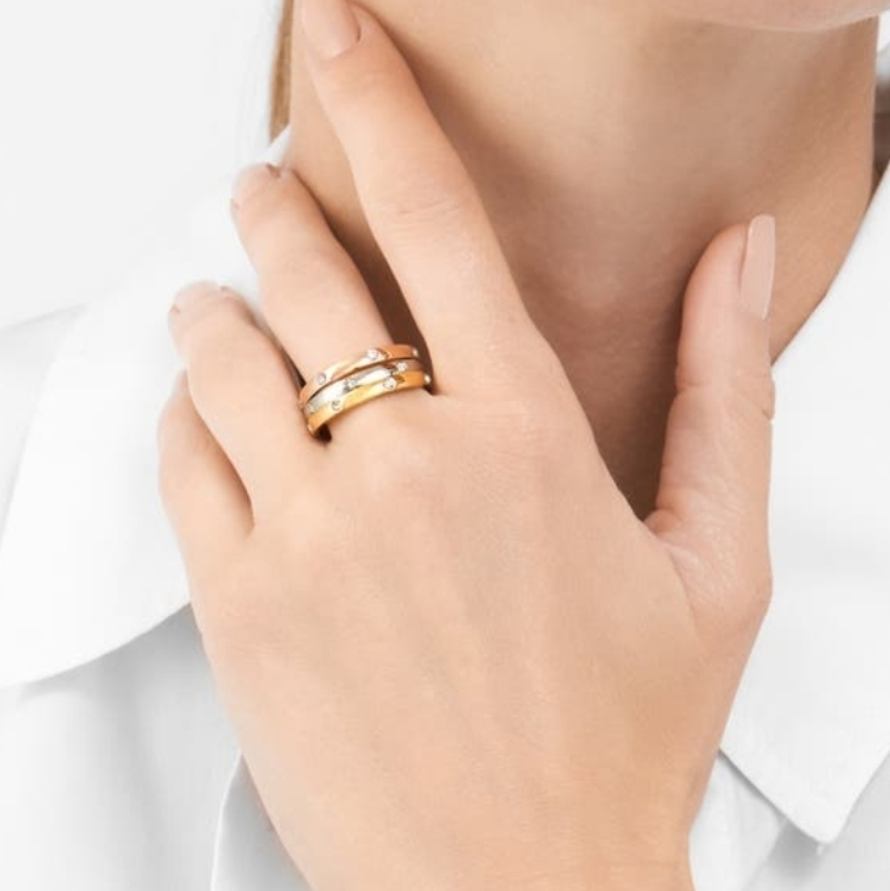 Adornia Enamel Stackable Set Rings Yellow Pink White - Picture 4 of 4